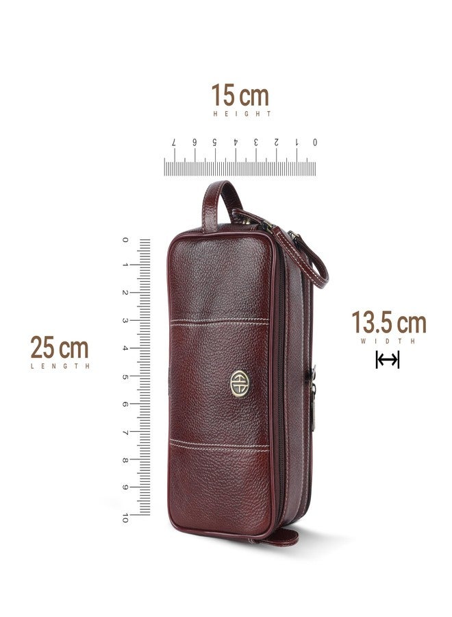 Hammonds Flycatcher Genuine Leather Travel Organizer Pouch - Toiletry Bag for Men and Women Cosmetic Organizer Bag, Shaving Kit Bag, Toiletry Pouch for Men with Multiple Pockets - Brown - Image 5